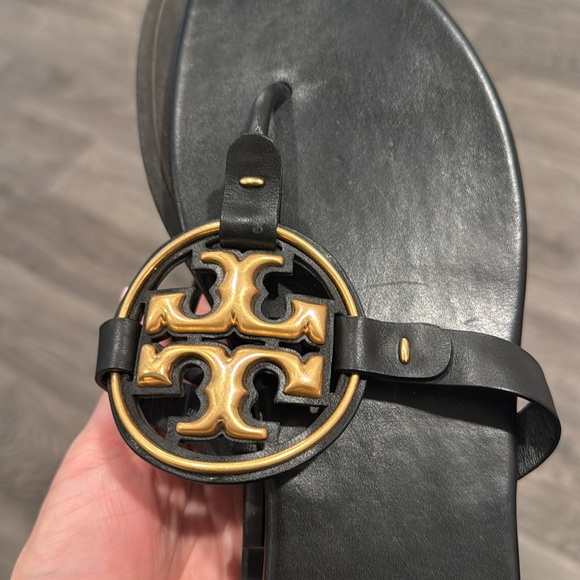 Tory Burch Black and Gold Sandals - Picture 4 of 4